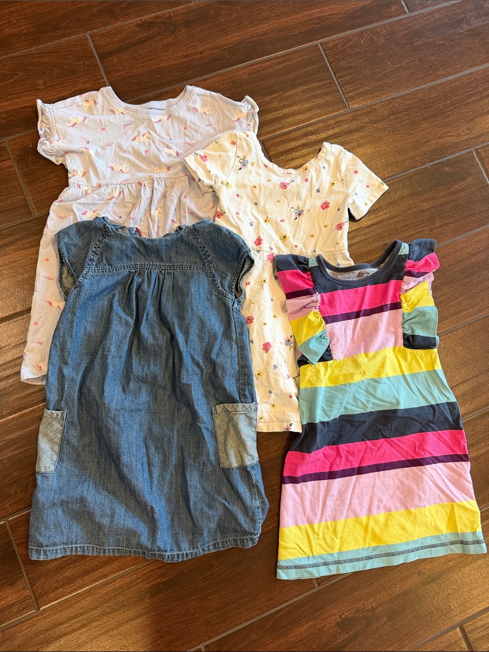 Girls Multicolor Stripe Short Sleeve Dress - Kids